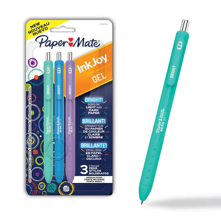 PAPER MATE INKJOY GEL / COLORES BRILLANTES / SURTIDOS / 3U 1