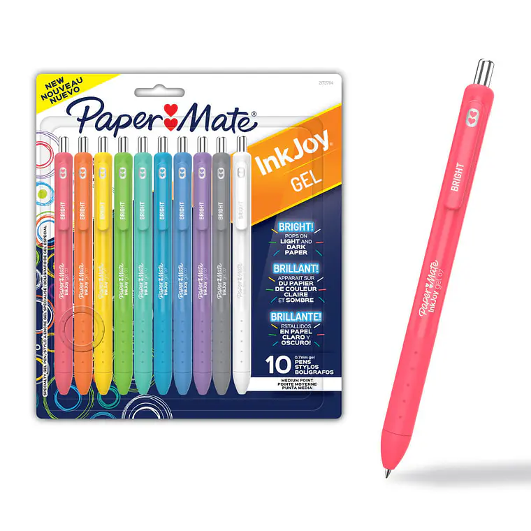 PAPER MATE INKJOY GEL BRIGHT COLORES SURTIDOS / 10 UN 1