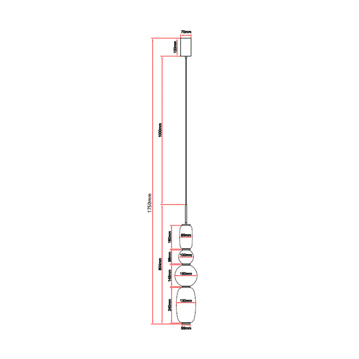 LAMPARA COLGANTE PEBBLES LED 3