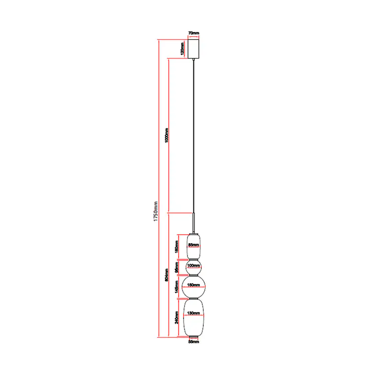 LAMPARA COLGANTE PEBBLES LED 3