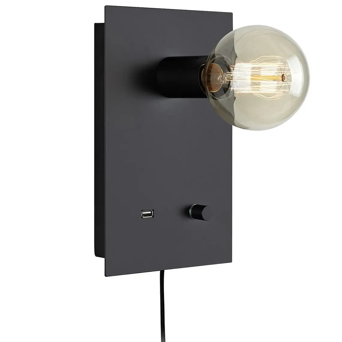 LÁMPARA DE MESA LOAD NEGRO CON PUERTO USB 1