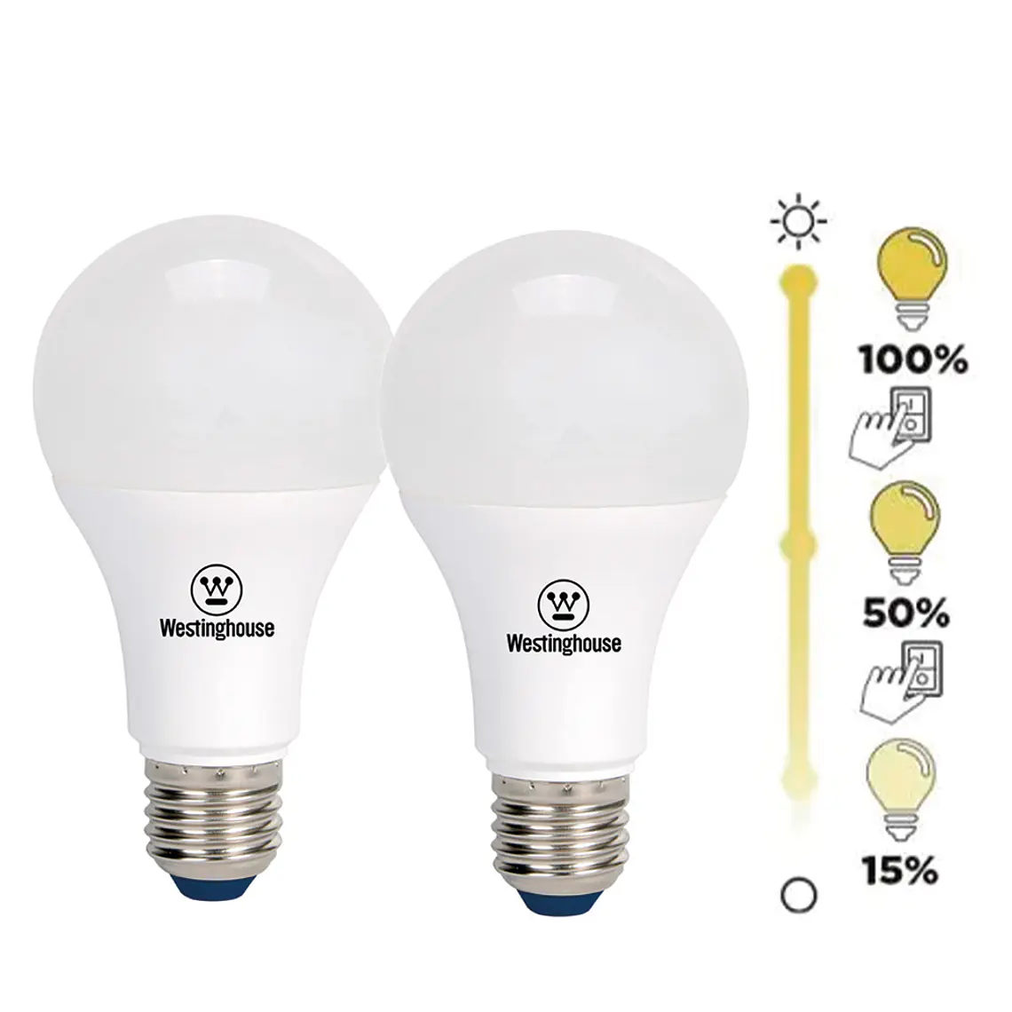 PACK 2 AMPOLLETA LED BOLA A60 DIMEABLE 8W LUZ CÁLIDA E27 1