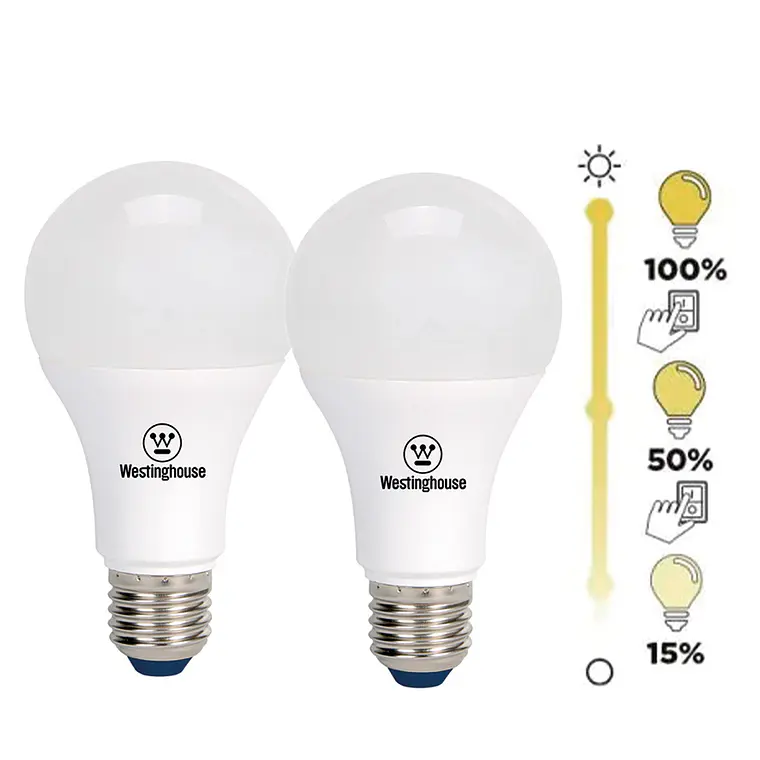 PACK 2 AMPOLLETA LED BOLA A60 DIMEABLE 8W LUZ CÁLIDA E27 1