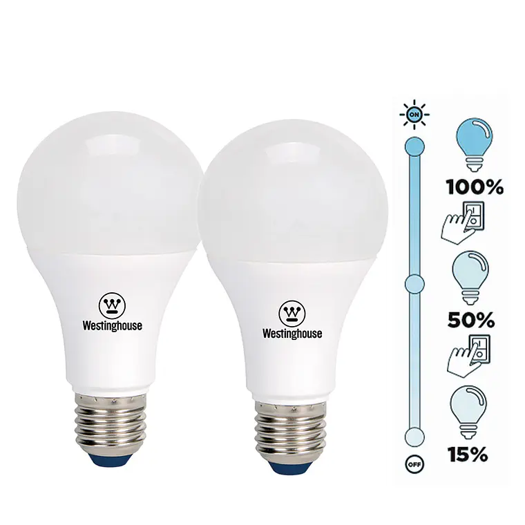 PACK 2 AMPOLLETA LED BOLA A60 DIMEABLE 8W LUZ BLANCO FRÍO E27 1