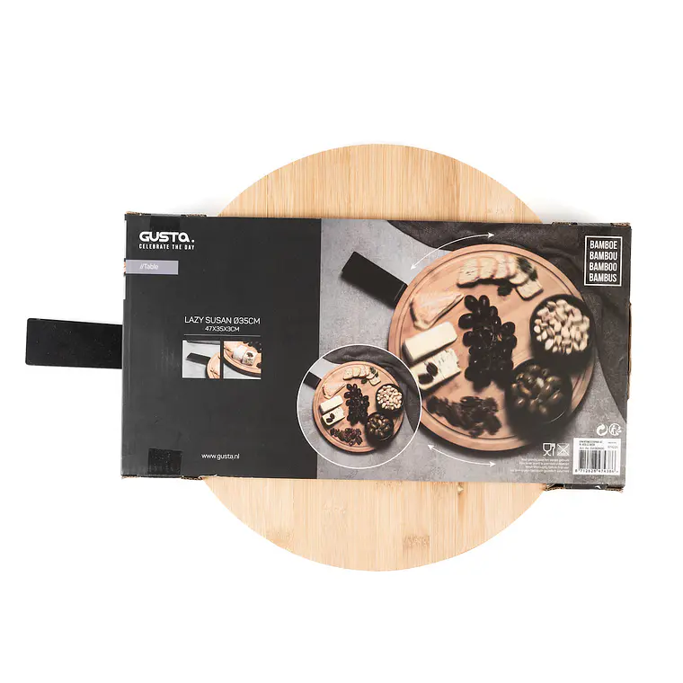 TABLA LAZY SUSAN CON MANGO METAL NEGRO (47A X 35P X 3H CM) 2