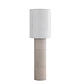LAMPARA GAMUZA BEIGE CON PANTALLA CUERO VACA (45D X 150H CM) - Miniatura 1