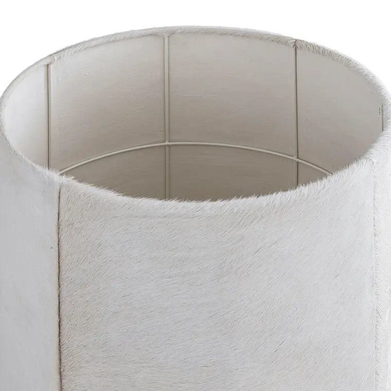 LAMPARA GAMUZA BEIGE CON PANTALLA CUERO VACA (45D X 150H CM) 2