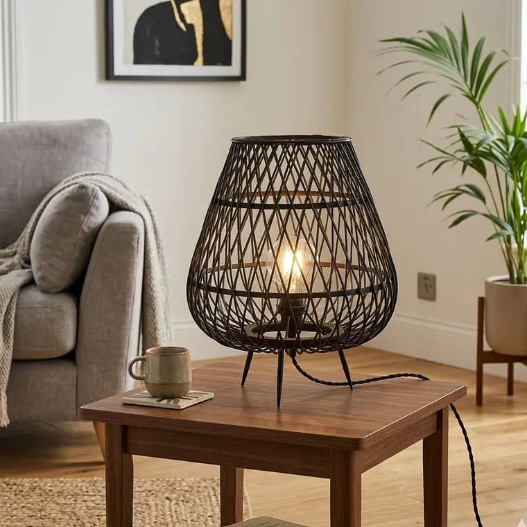 LÁMPARA DE MESA BAMBOO NEGRA (40D X 47H CM) 2