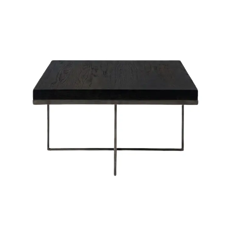 MESA DE CENTRO BRONCE ENVEJECIDO CUBIERTA NEGRA (60L X 60P X 35H CM) 1