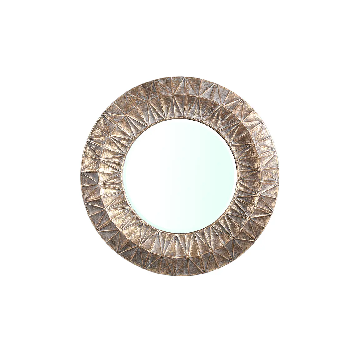 METAL - ESPEJO REDONDO BORDE PATRÓN LÍNEAS DORADO (65D X 5.5H CM) 1
