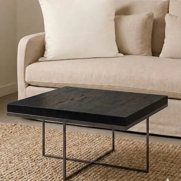 MESA DE CENTRO BRONCE ENVEJECIDO CUBIERTA NEGRA (60L X 60P X 35H CM) 2