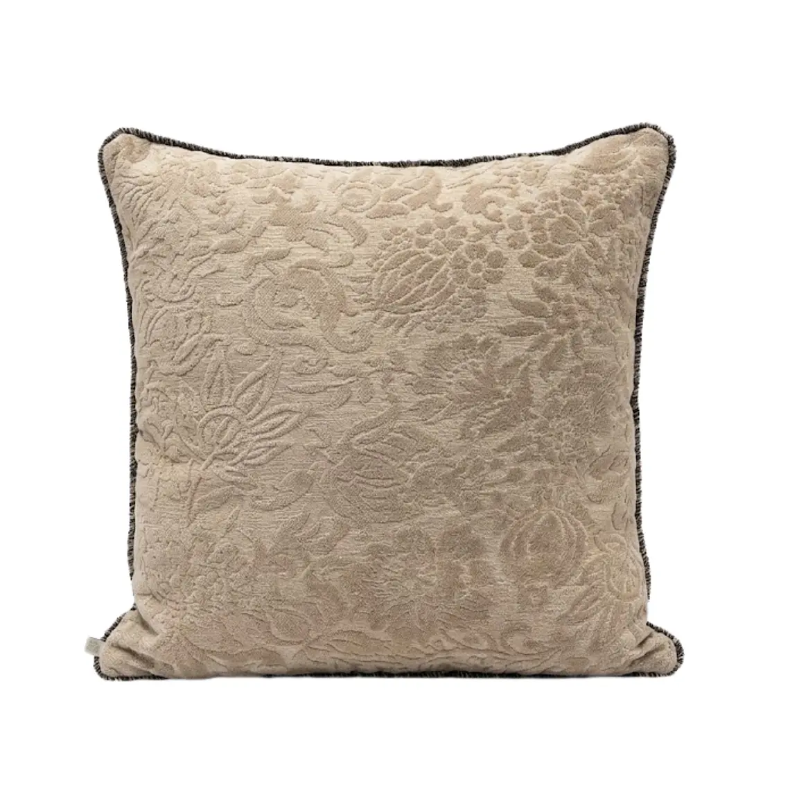 COJIN - BROCATO BEIGE VIVO FLECOS AZULES CON BEIGE (60 X 60 CM) 1