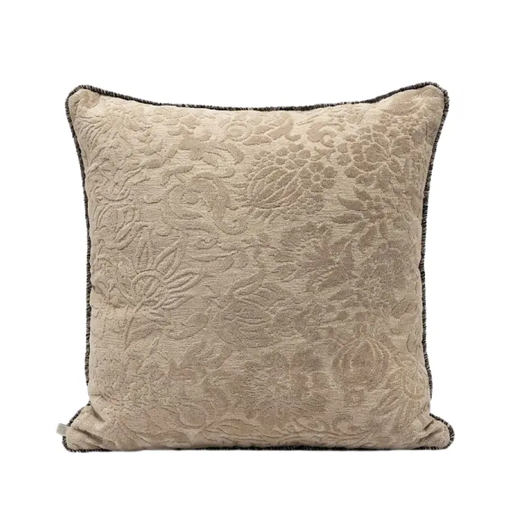 COJIN - BROCATO BEIGE VIVO FLECOS AZULES CON BEIGE (60 X 60 CM) 1