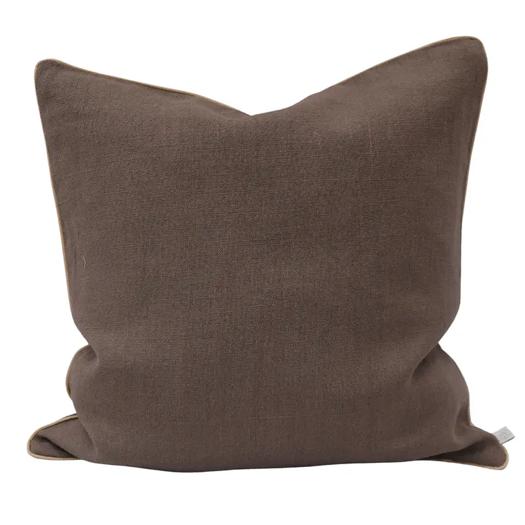 COJIN - LINO CHOCOLATE CON VIVO BEIGE (60 X 60 CM) 1