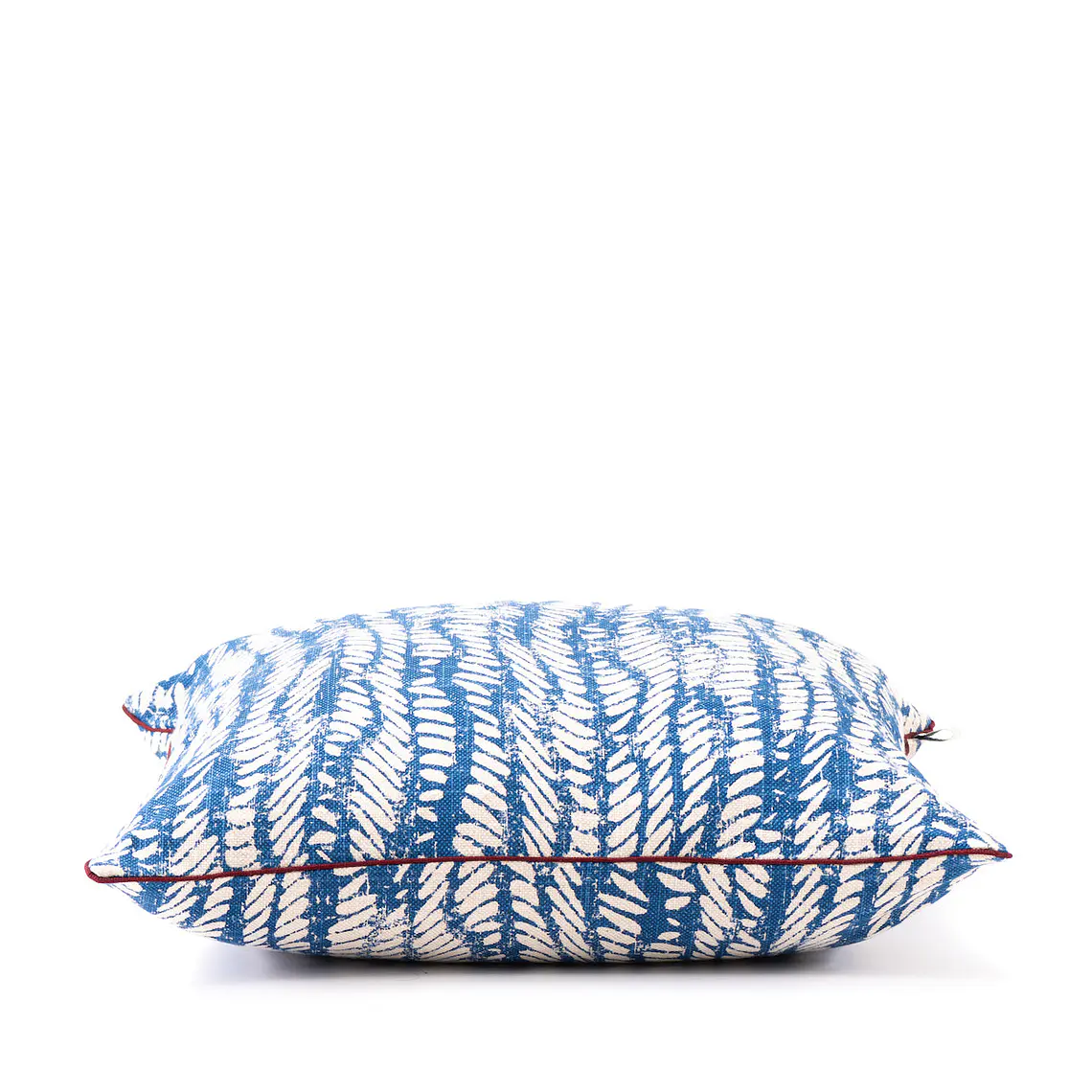 COJÍN - LINO BEIGE HOJAS AZULES VIVO CREMA (50 X 50 CM) 2