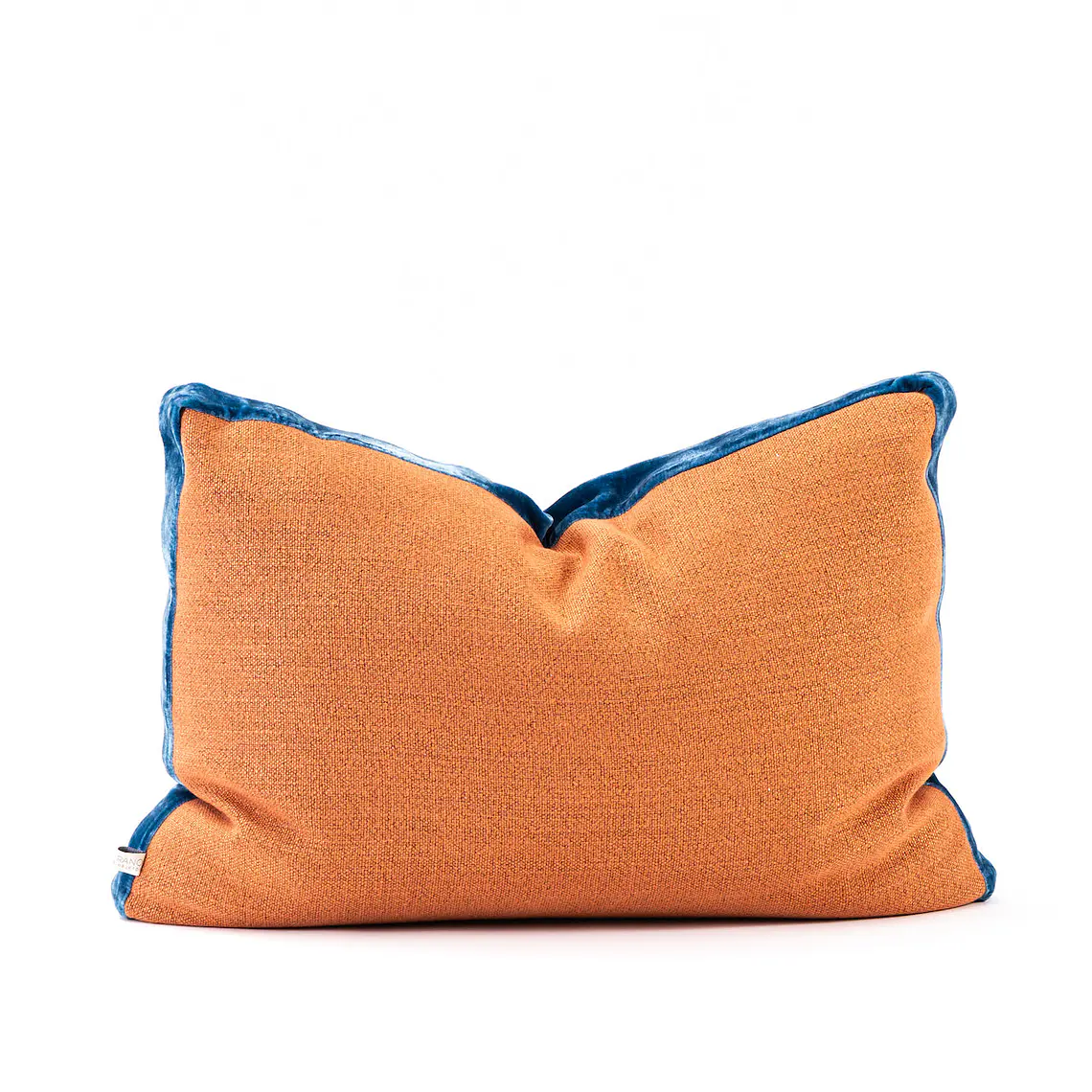 COJIN - LINO LADRILLO CON FAJA TERCIOPELO AZUL (60 X 40 CM) 1