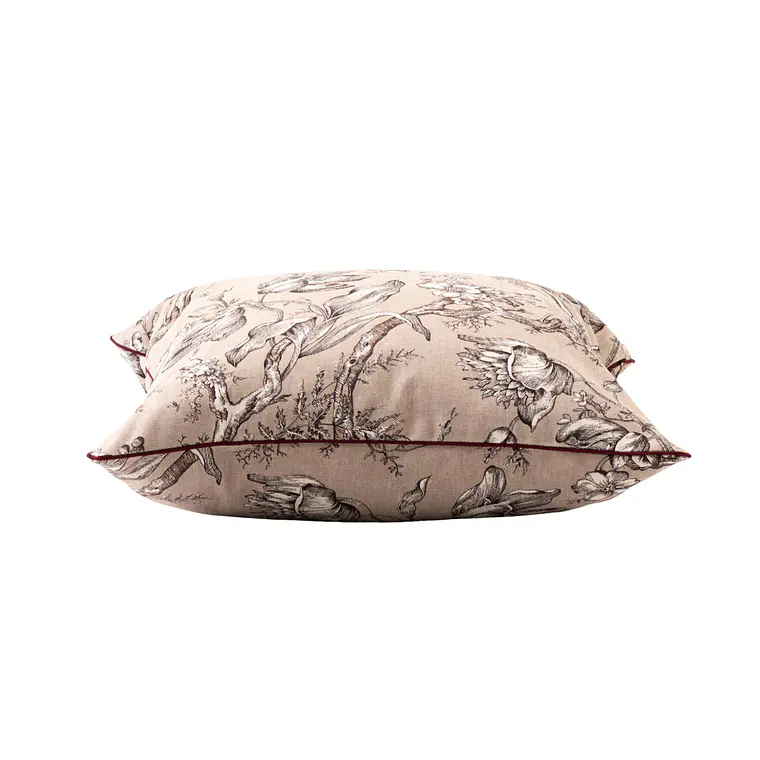 COJIN - LINO FLORES GRISES BEIGE VIVO BURDEO (50 X 50 CM) 3