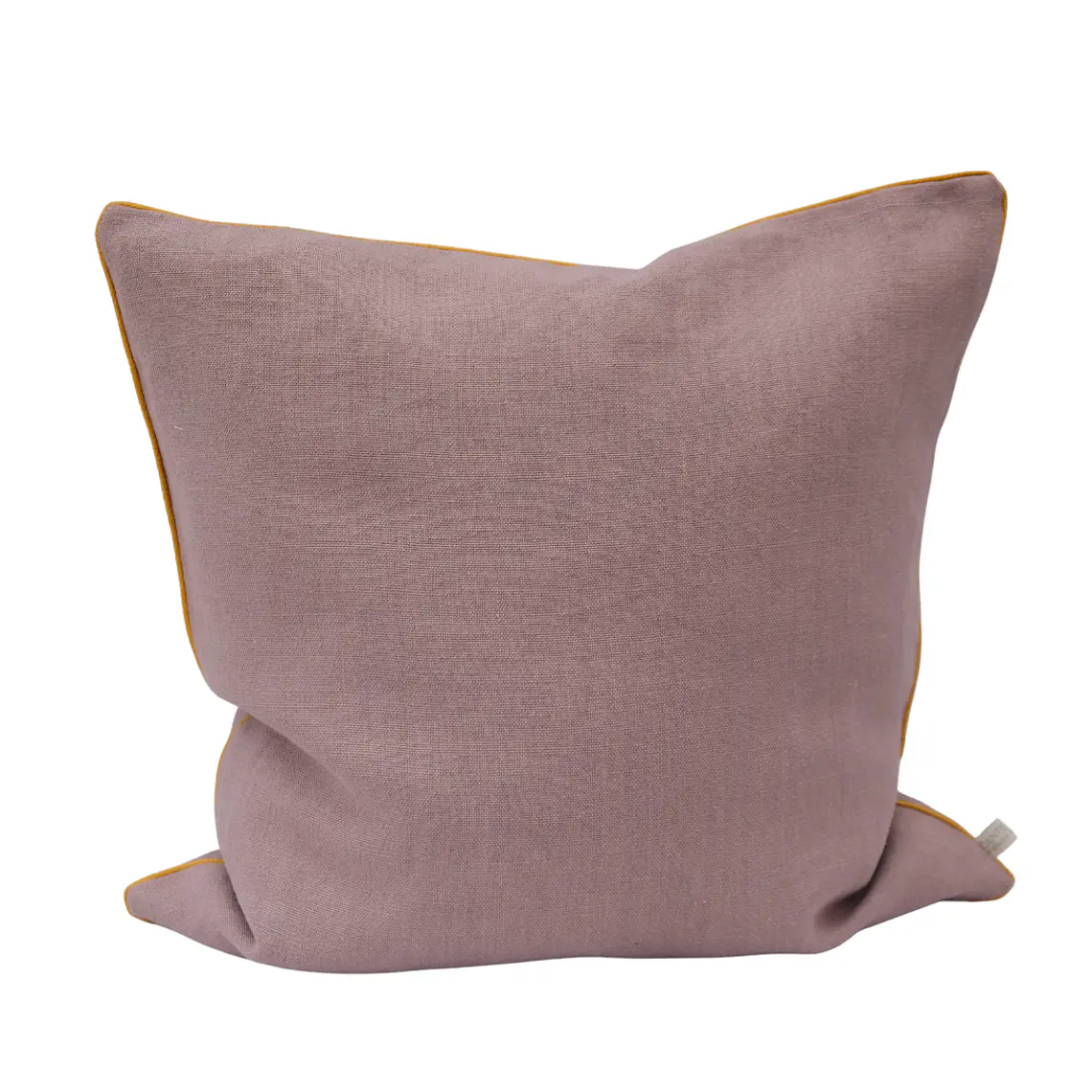 COJIN - LINO LAVANDA CON VIVO MOSTAZA (50 X 50 CM) 1
