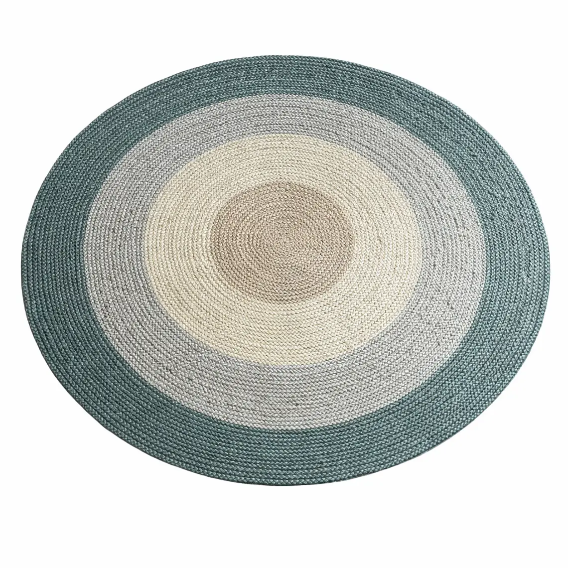 ALFOMBRA - REDONDA LÍNEAS NATURAL VERDES YUTE (200 CM) 1