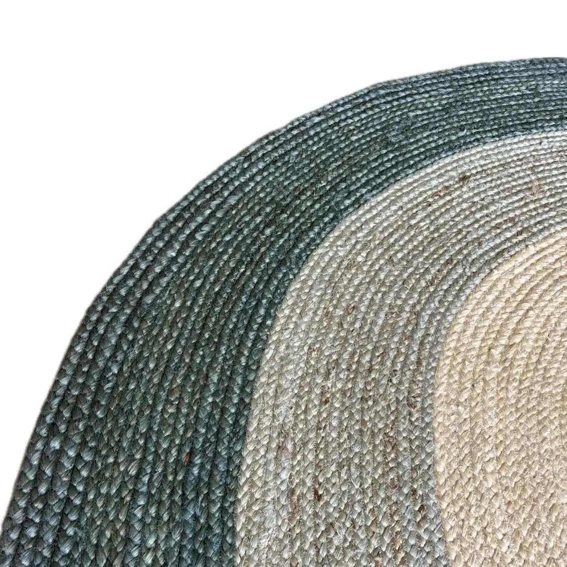 ALFOMBRA - REDONDA LÍNEAS NATURAL VERDES YUTE (200 CM) 2