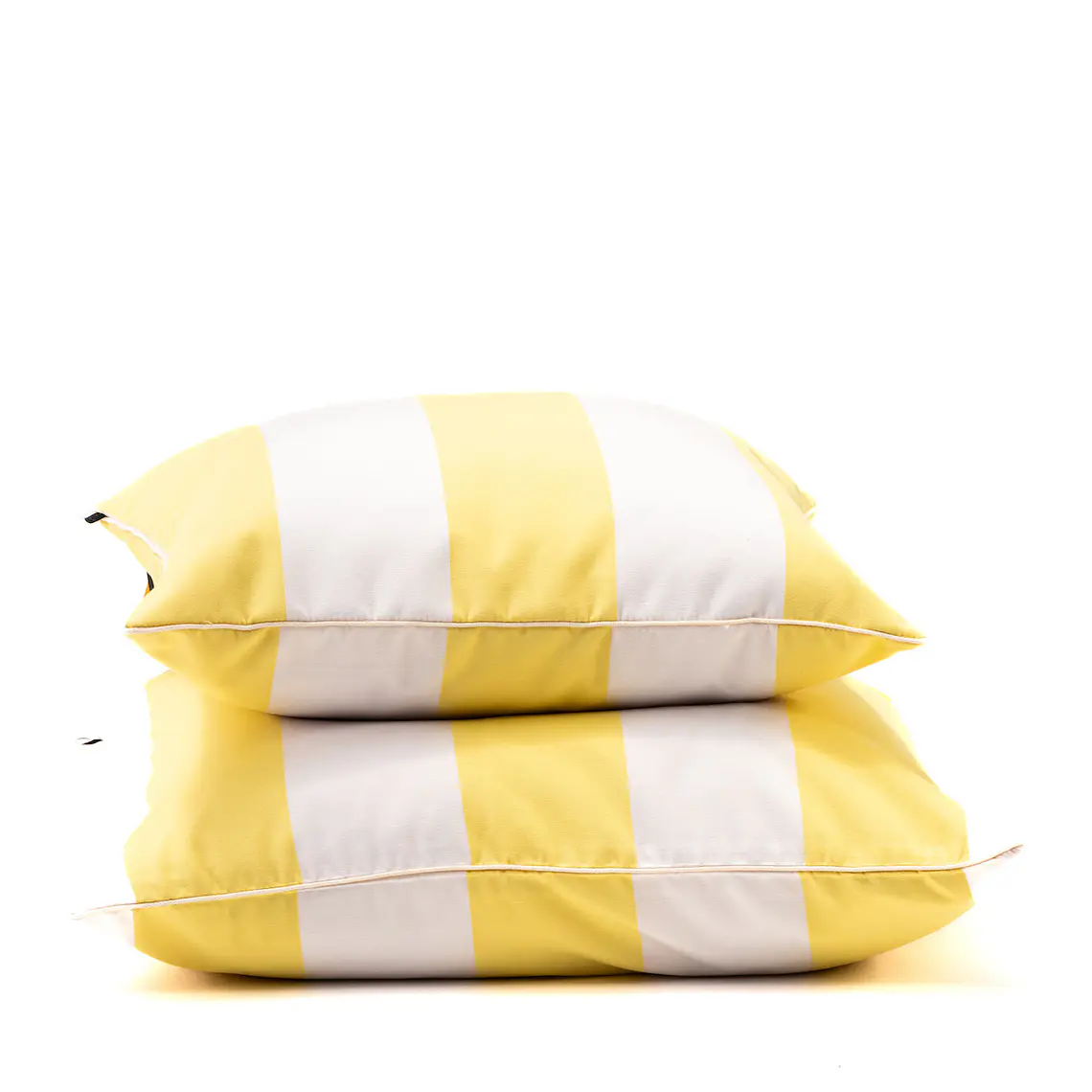 COJIN - SUNBRELLA FRANJAS BLANCO CON AMARILLO VIVO CREMA (50 X 50 CM) 3