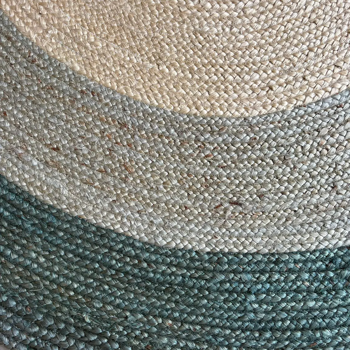 ALFOMBRA - REDONDA LÍNEAS NATURAL VERDES YUTE (200 CM) 3