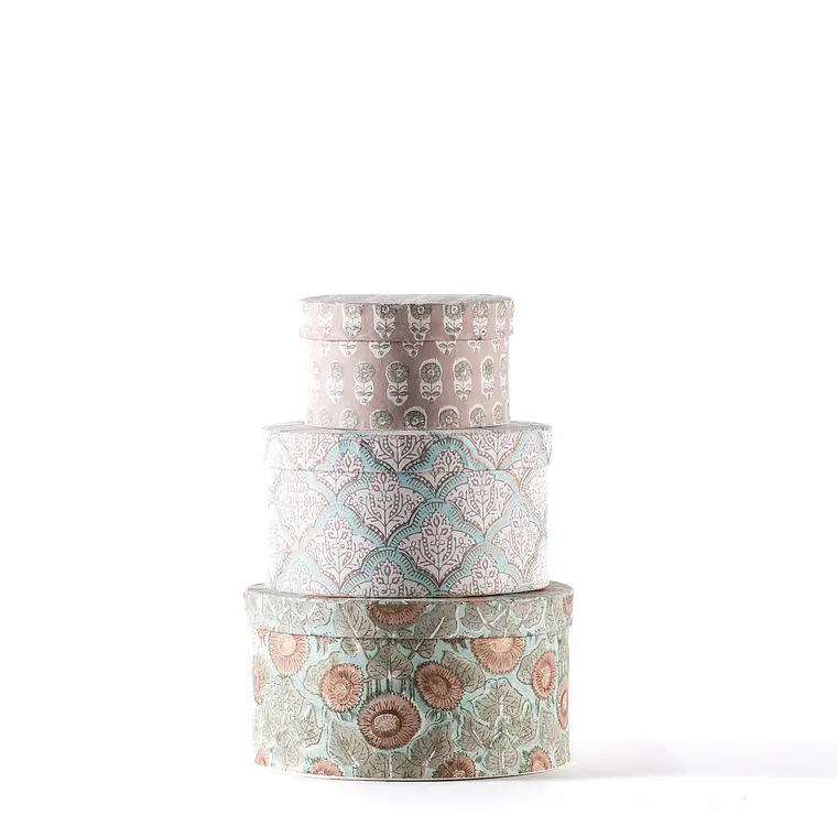 CAJAS REDONDA INDIA - ALMACENAMIENTO DECORATIVO Y ÉTNICO (22.5D CM) 3