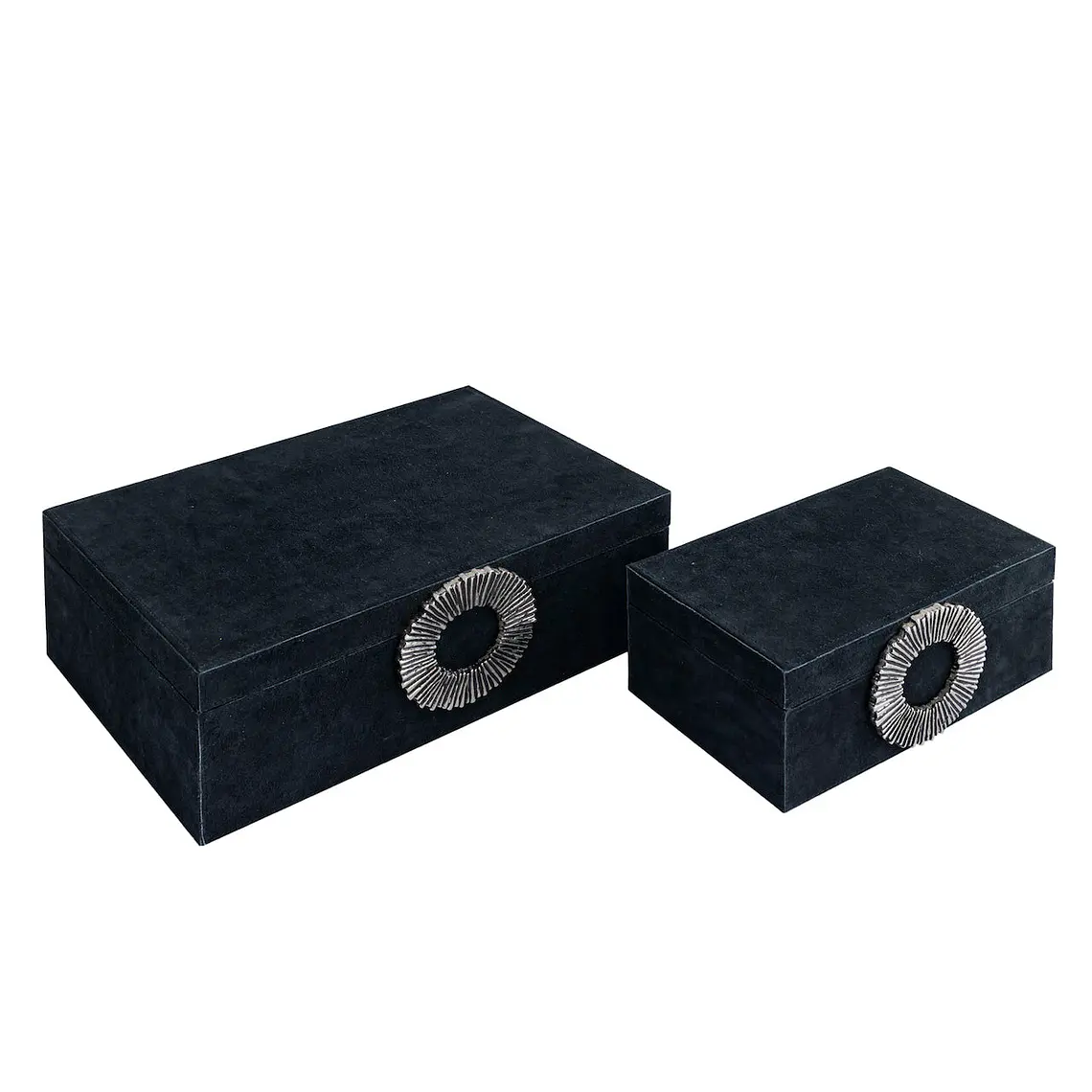 CAJA GAMUZA NEGRA CON ASA PLATEADA L (36L X 25P X 13H CM) 4