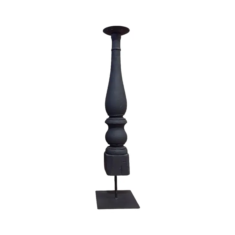 CANDELABRO MADERA TALLADA NEGRO (15D X 65H CM) 1