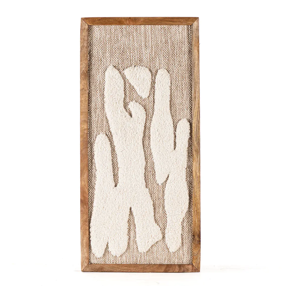 CUADRO FIGURAS NATURALES ARENA Y BORDADO  - ESTILO ARTESANAL Y ELEGANTE (80L X 38H X 1.5P CM) 1
