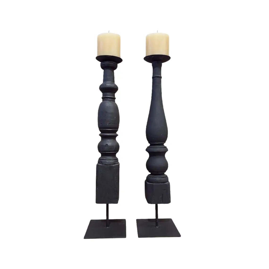 CANDELABRO MADERA TALLADA NEGRO (15D X 65H CM) 2