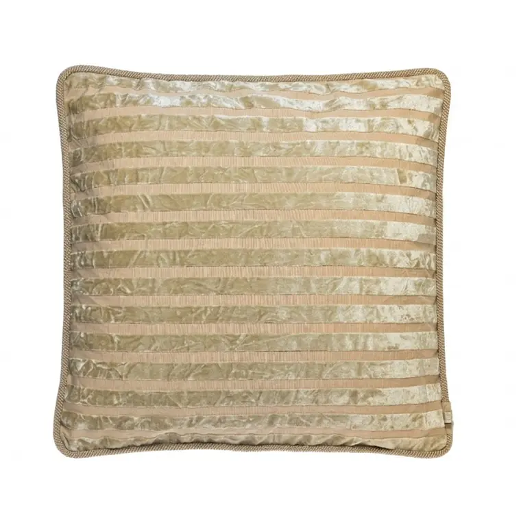 COJIN - TERCIOPELO RAYAS ENVEJECIDO CON VIVO CORDÓN BEIGE (60 X 60 CM) 1