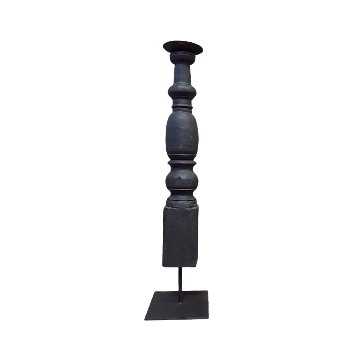 CANDELABRO MADERA TALLADA NEGRO (15D X 65H CM) 3