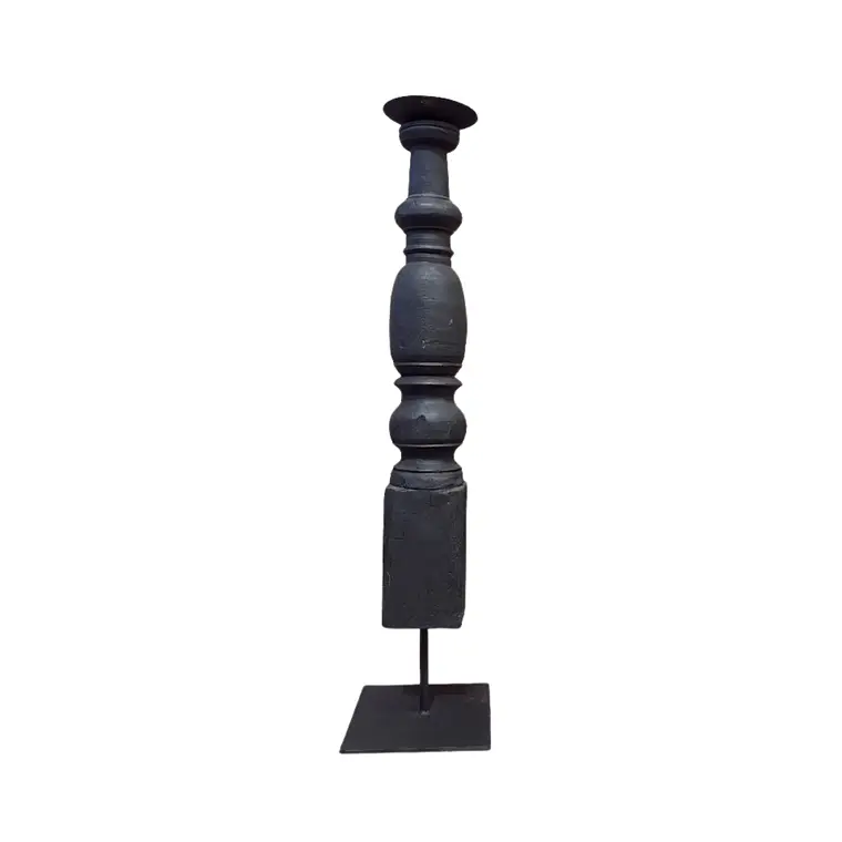 CANDELABRO MADERA TALLADA NEGRO (15D X 65H CM) 3