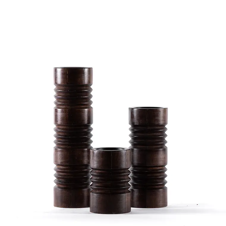 CANDELABRO ROLLITOS CAFÉ M (10D X 25.5H CM) 3