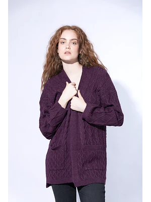 MUJER-LADY CARDIGAN MORADO (TALLAS S a L)