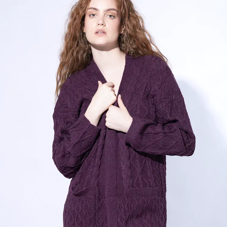 MUJER-LADY CARDIGAN MORADO (TALLAS S a L) 1
