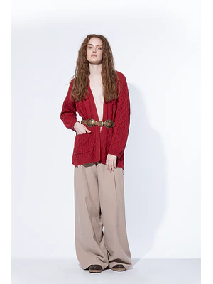 MUJER-LADY CARDIGAN ROJO (TALLAS S a L)
