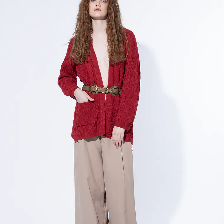 MUJER-LADY CARDIGAN ROJO (TALLAS S a L) 1