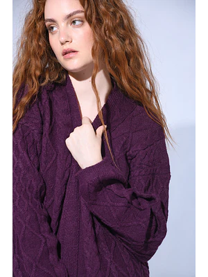 MUJER-LADY CARDIGAN MORADO (TALLAS S a L)