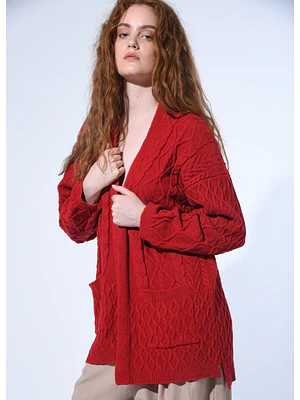 MUJER-LADY CARDIGAN ROJO (TALLAS S a L)