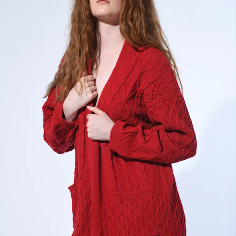 MUJER-LADY CARDIGAN ROJO (TALLAS S a L) 2