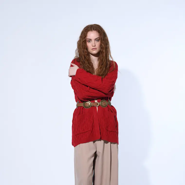 MUJER-LADY CARDIGAN ROJO (TALLAS S a L) 6