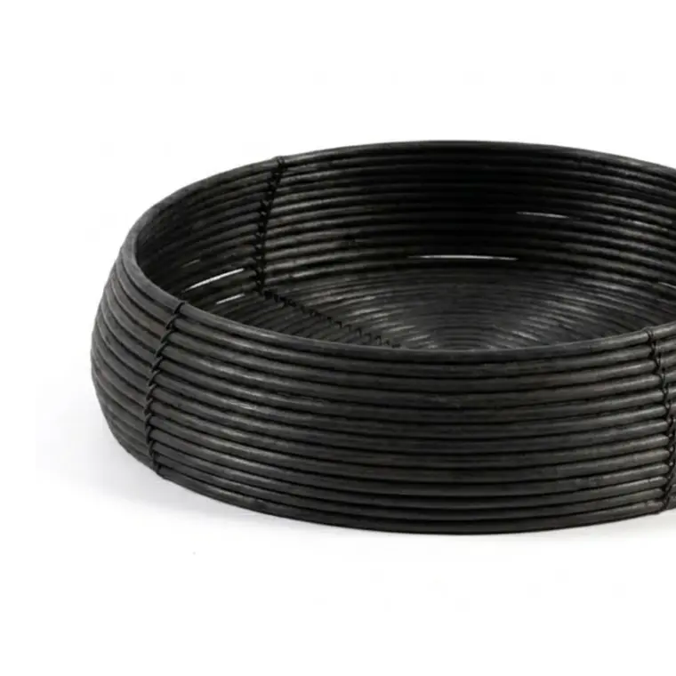 CANASTO BAJO REDONDO NEGRO RATTÁN (57D X 16H CM) 2