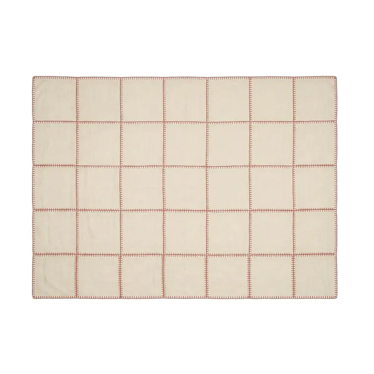 MANTA ALGODÓN PATCHWORK BORDE ROSA VIEJO (180 X 240 CM) 2