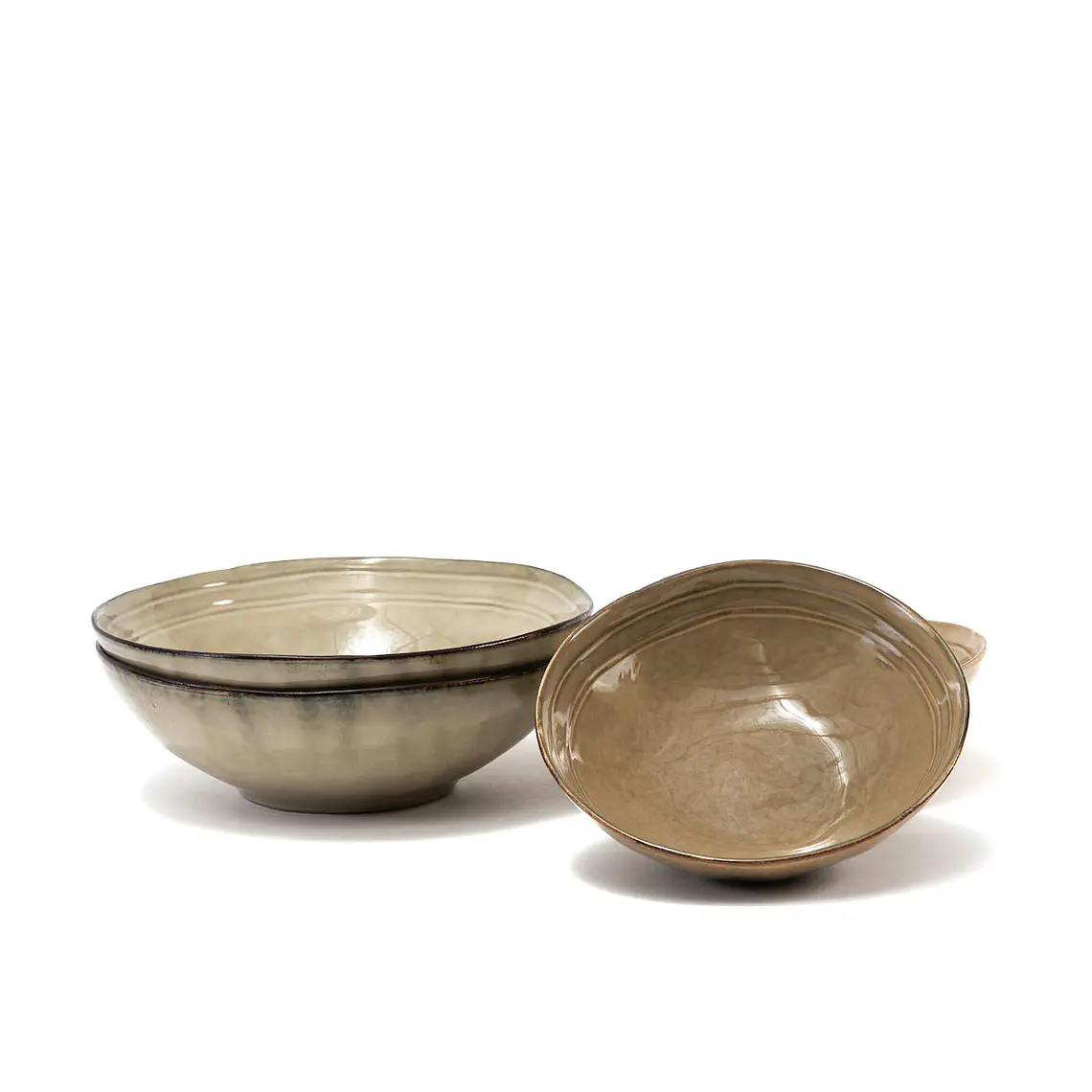 FUENTE GRES CON LINEAS ARRIBA CAFÉ (20D X 6.5H CM) 2