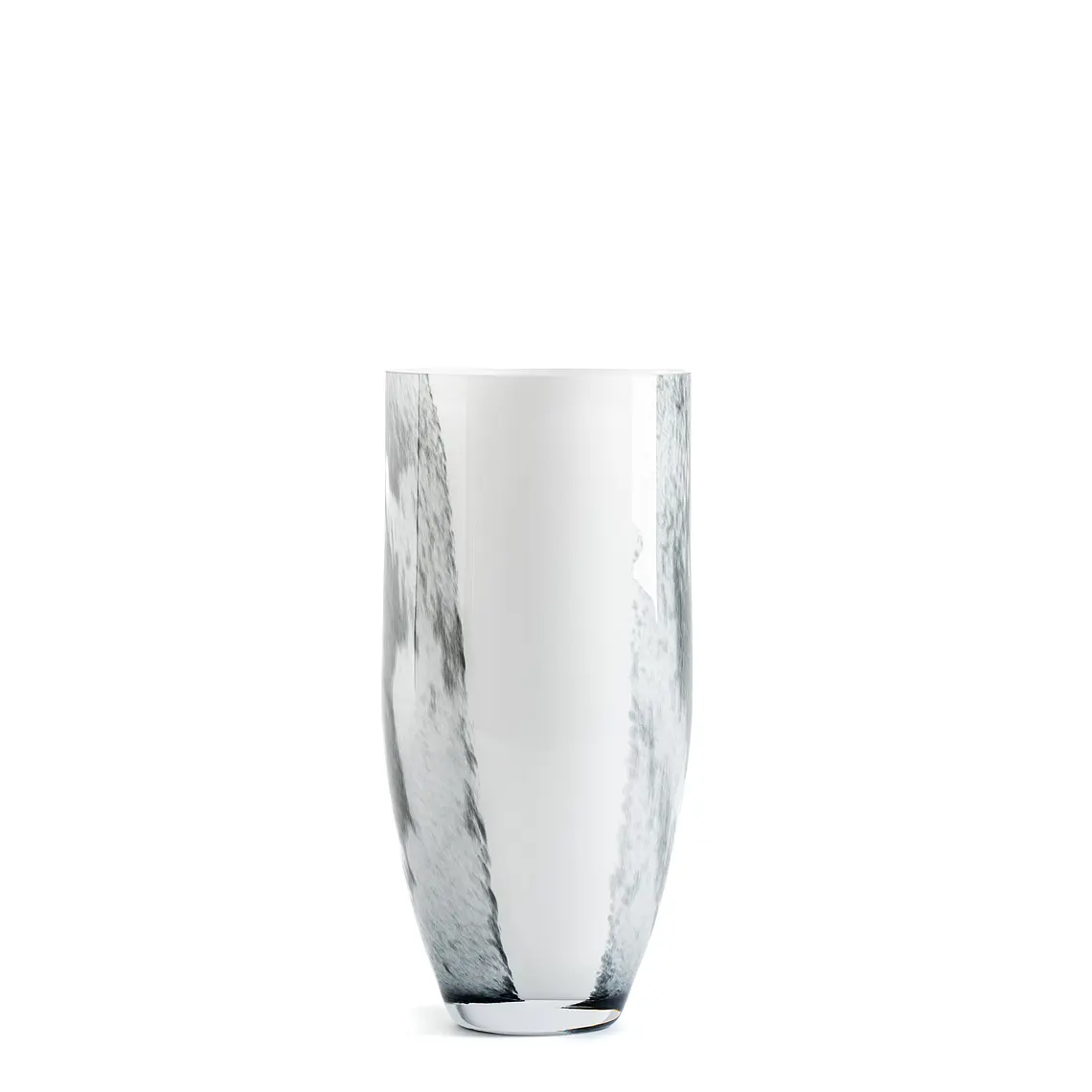 VIDRIO - FLORERO OVAL BOCA ANCHA BLANCO/GRISES (18D X 38H CM) 1