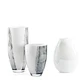 VIDRIO - FLORERO OVAL BOCA ANCHA BLANCO/GRISES (18D X 38H CM) - Miniatura 2