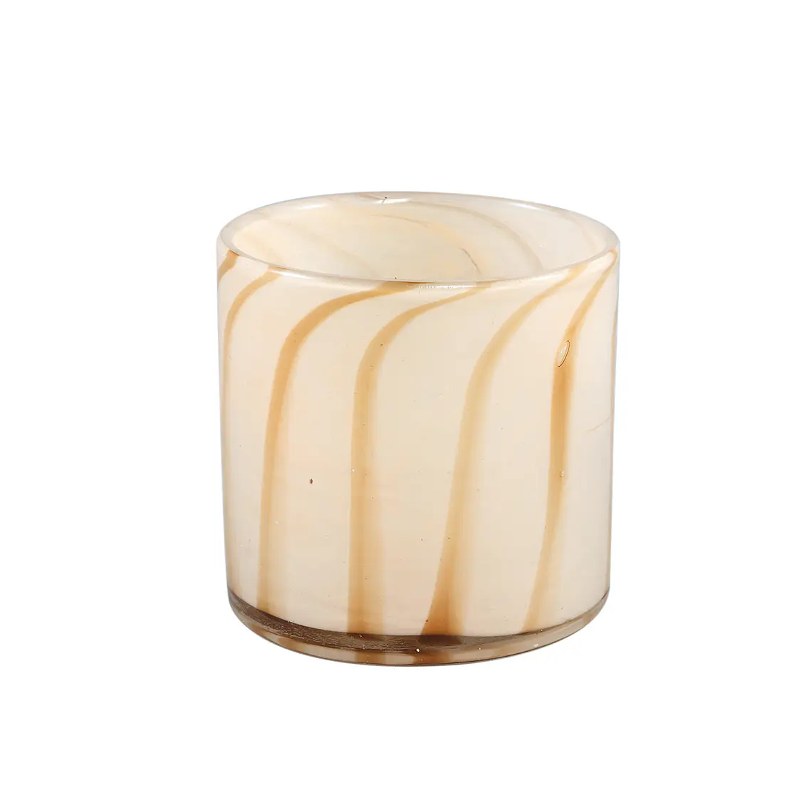 TEALIGHT CILINDRO OFF WHITE LINEAS M  (12D X 12H CM) 1