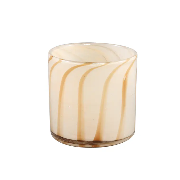 TEALIGHT CILINDRO OFF WHITE LINEAS M  (12D X 12H CM) 1